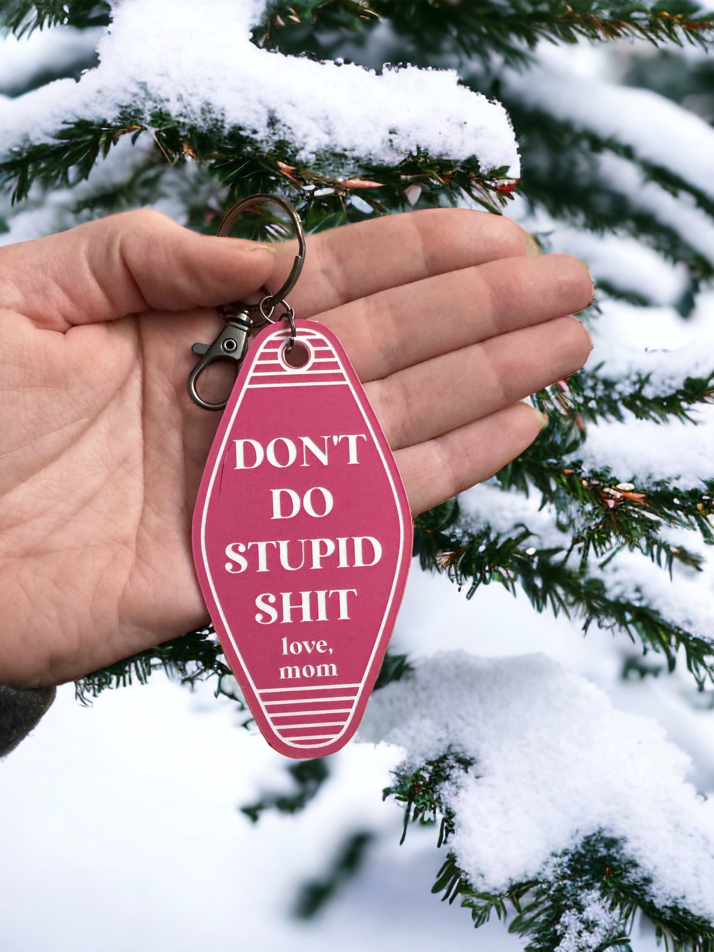 Pink and white keychain