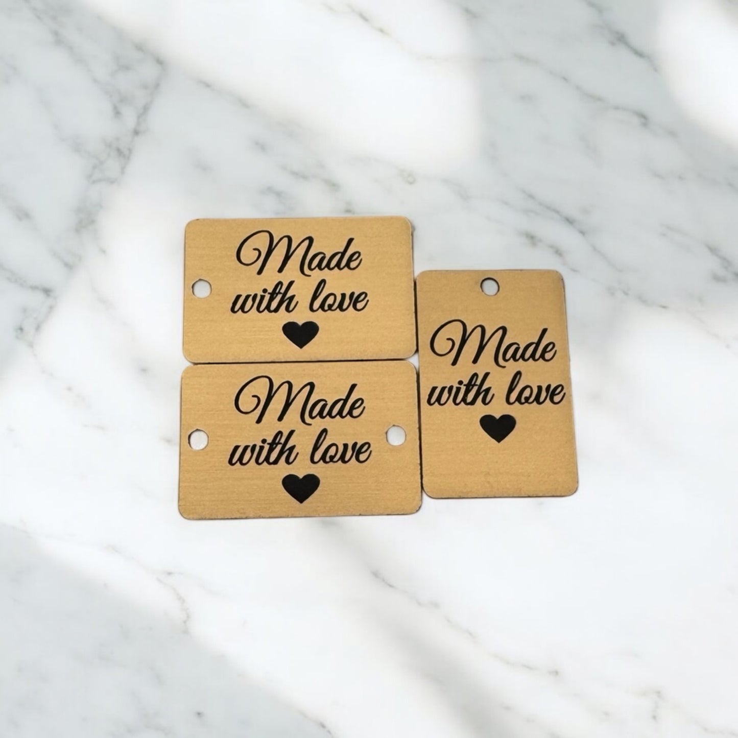 Two toned chunky rectangle tags with hole/s Gold/Black SET of 20