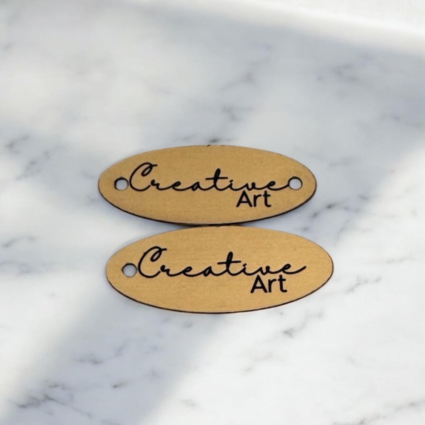 Two toned oval tags with hole/s Gold/Black SET of 20