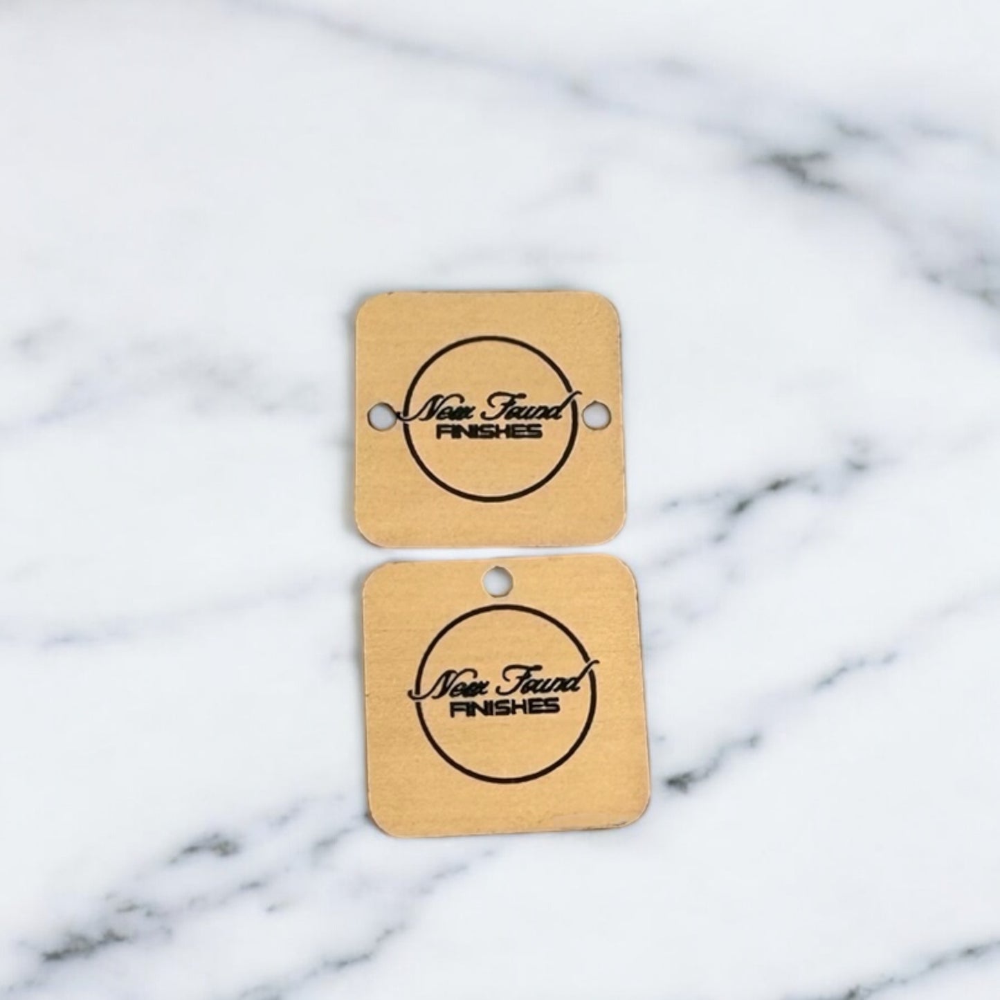 Two toned rounded square tags with hole/s Gold/Black SET of 20