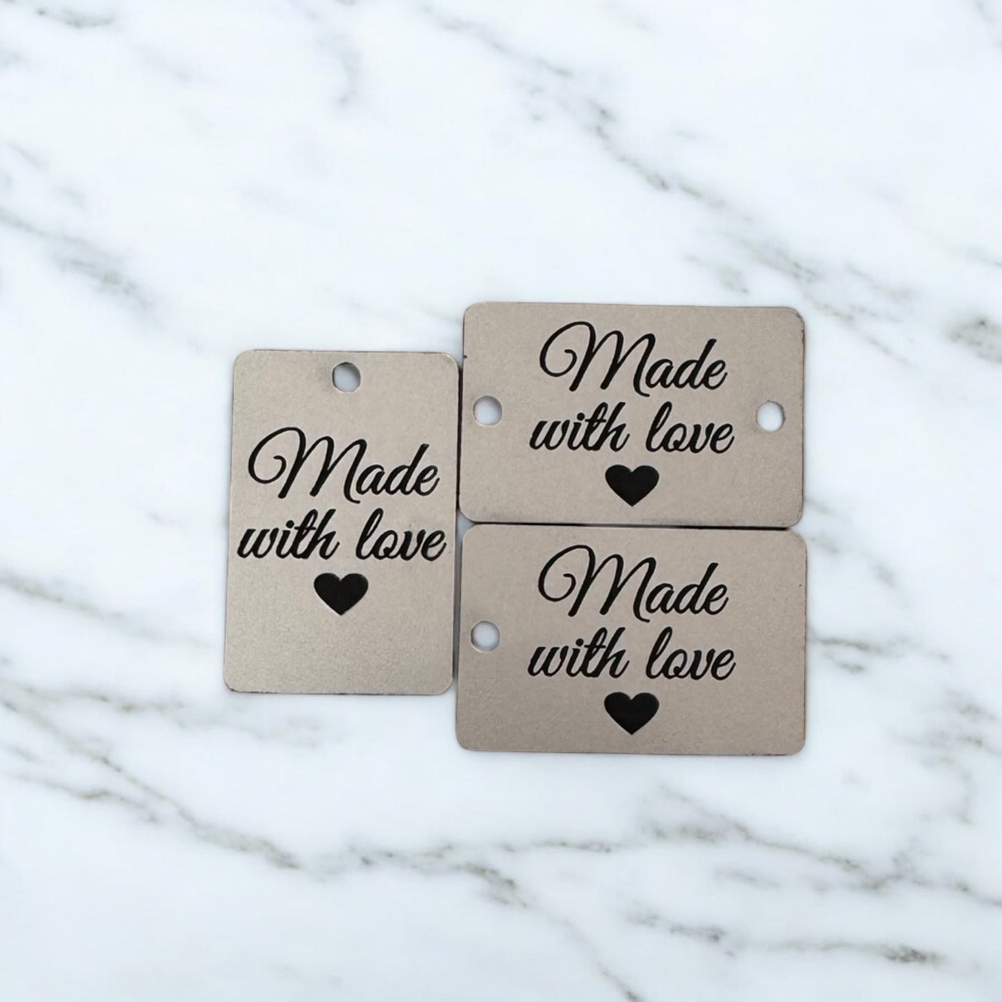 Two toned chunky rectangle tags with hole/s Silver/Black SET of 20