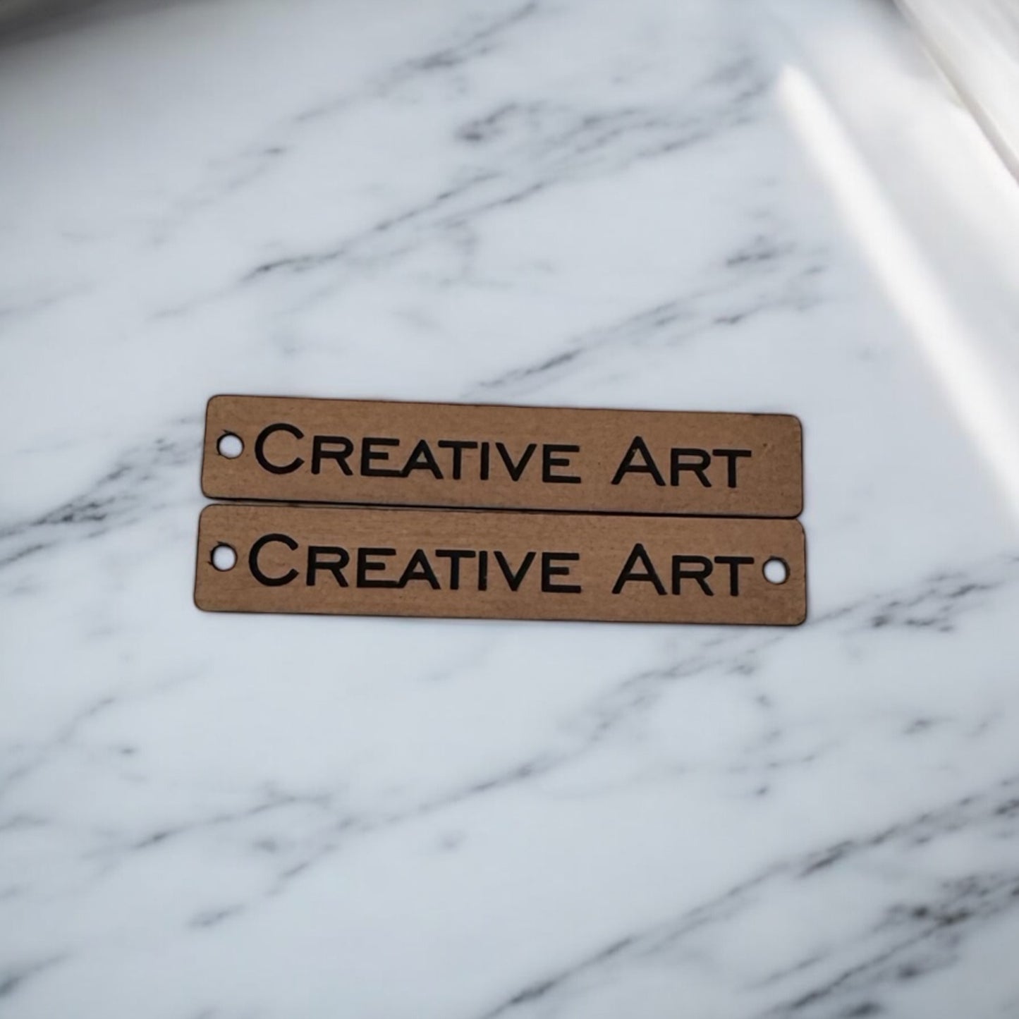 Two toned long rectangle tags with hole/s Bronze/Black SET of 20