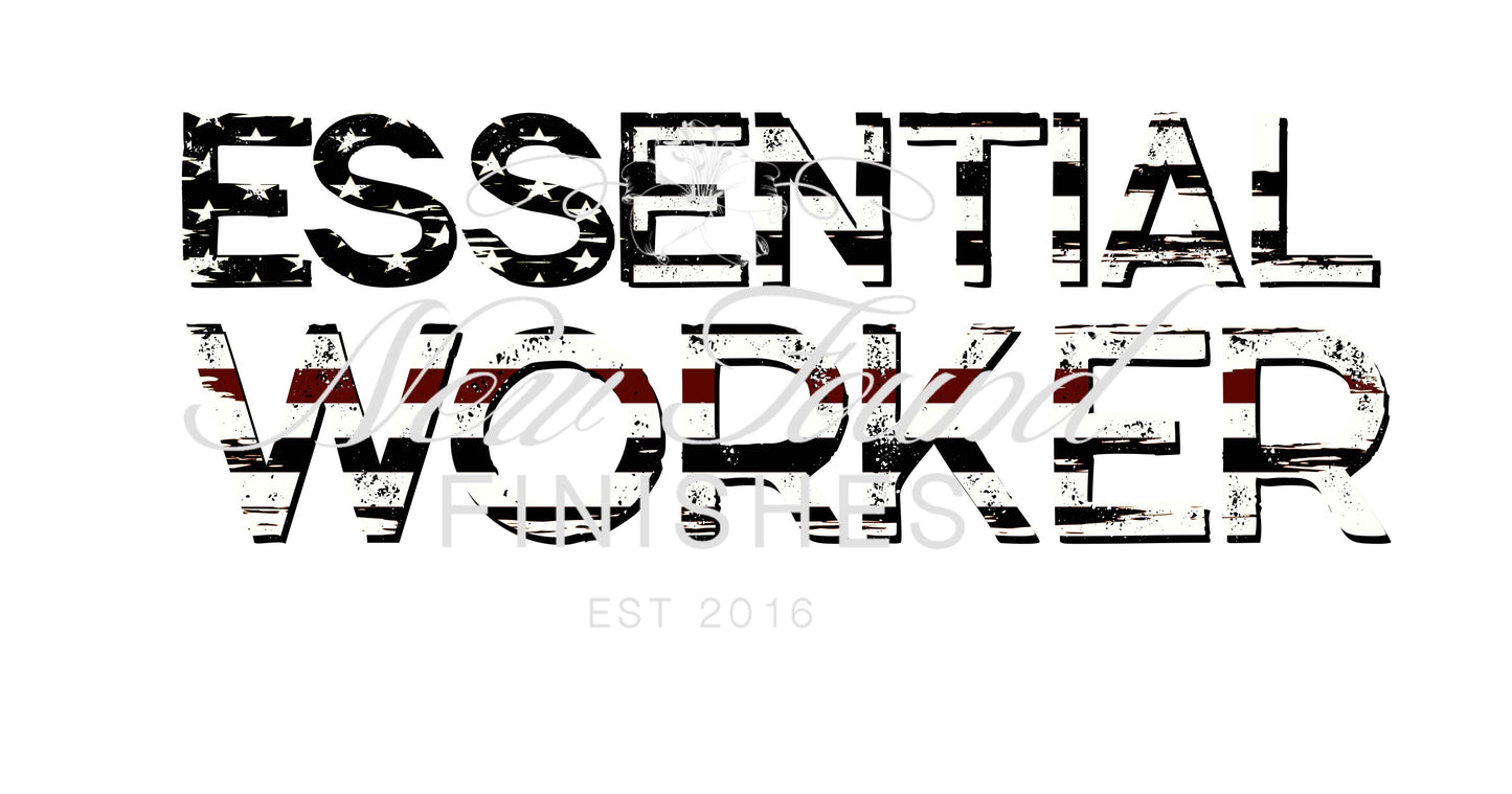 Essential worker thin line flag digital