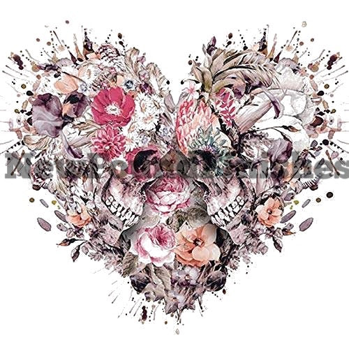 Floral skull heart