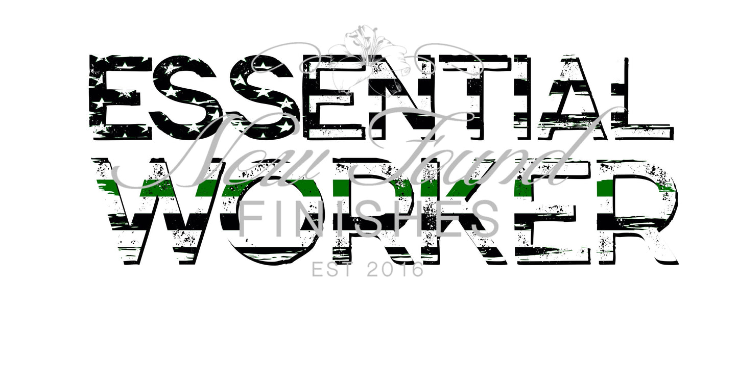 Essential worker US flag green line