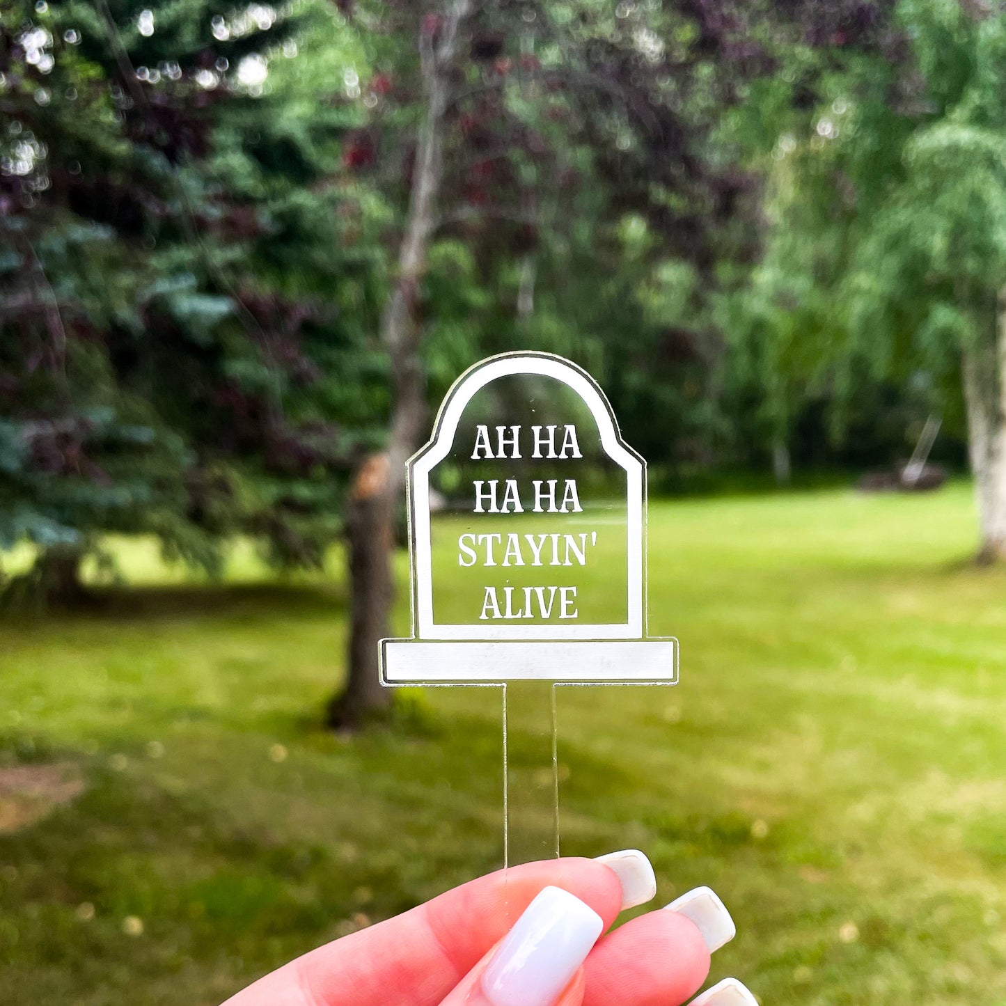 Funny tombstone plant stakes medium sized