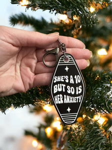 Black and white double sided keychain