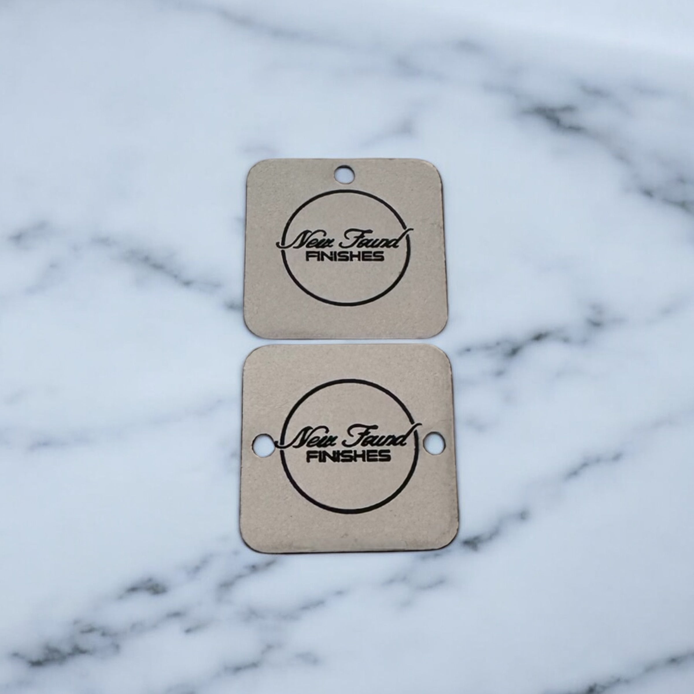 Silver Tag Square Two toned rounded square tags with hole/s Silver/Black SET of 20 ...
