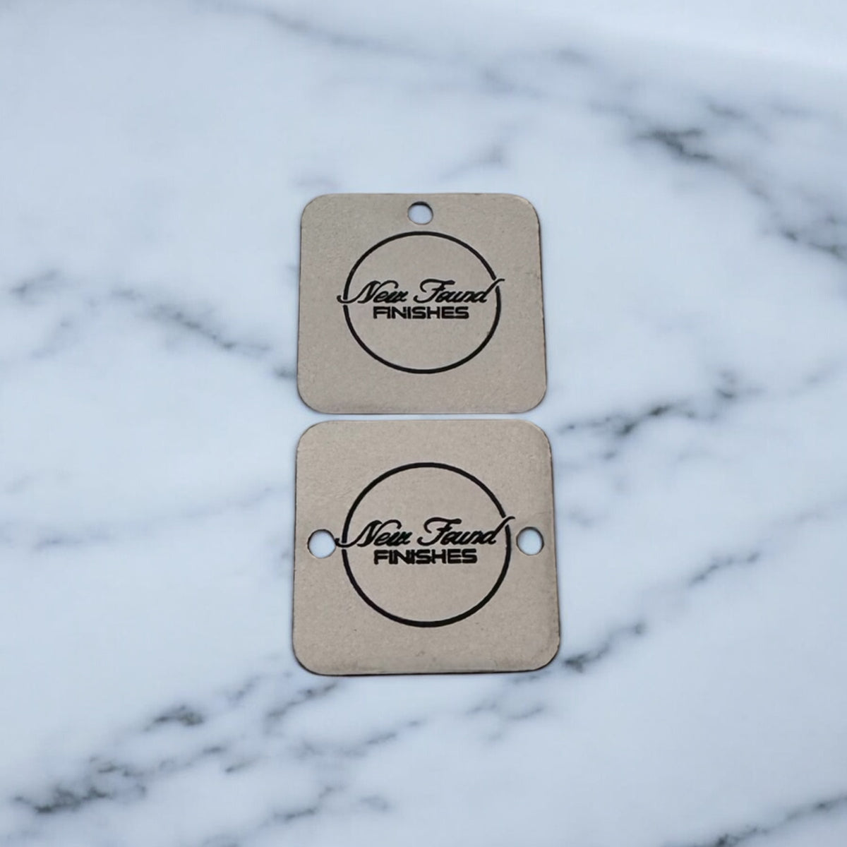 Name Tag Rounded Square Two toned rounded square tags with hole/s Silver/Black SET of 20 ...