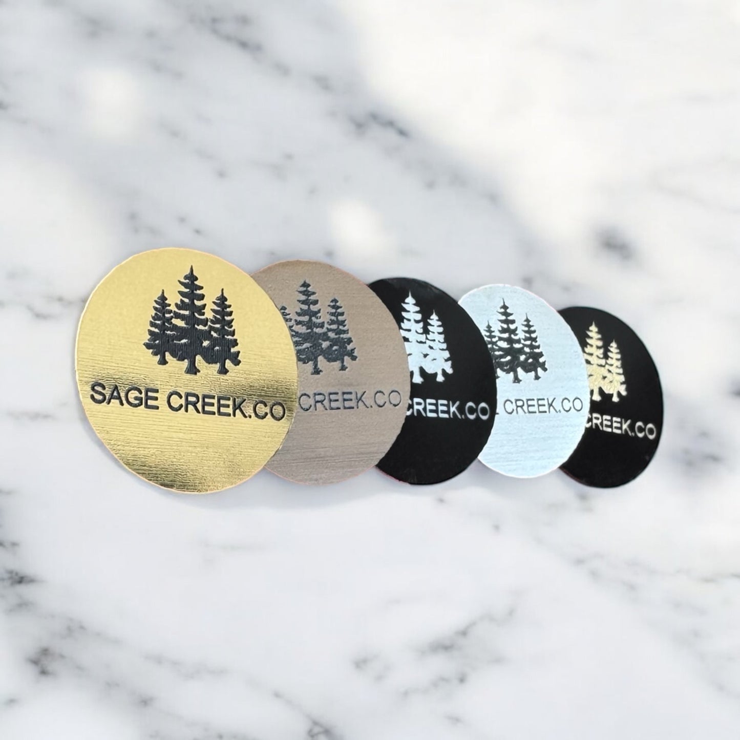 Two toned circle care tags Black/Silver SET of 20