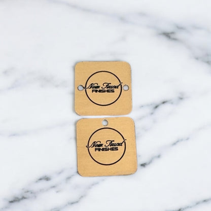 Two toned rounded square tags with hole/s Gold/Black SET of 20