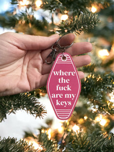 Pink and white keychain