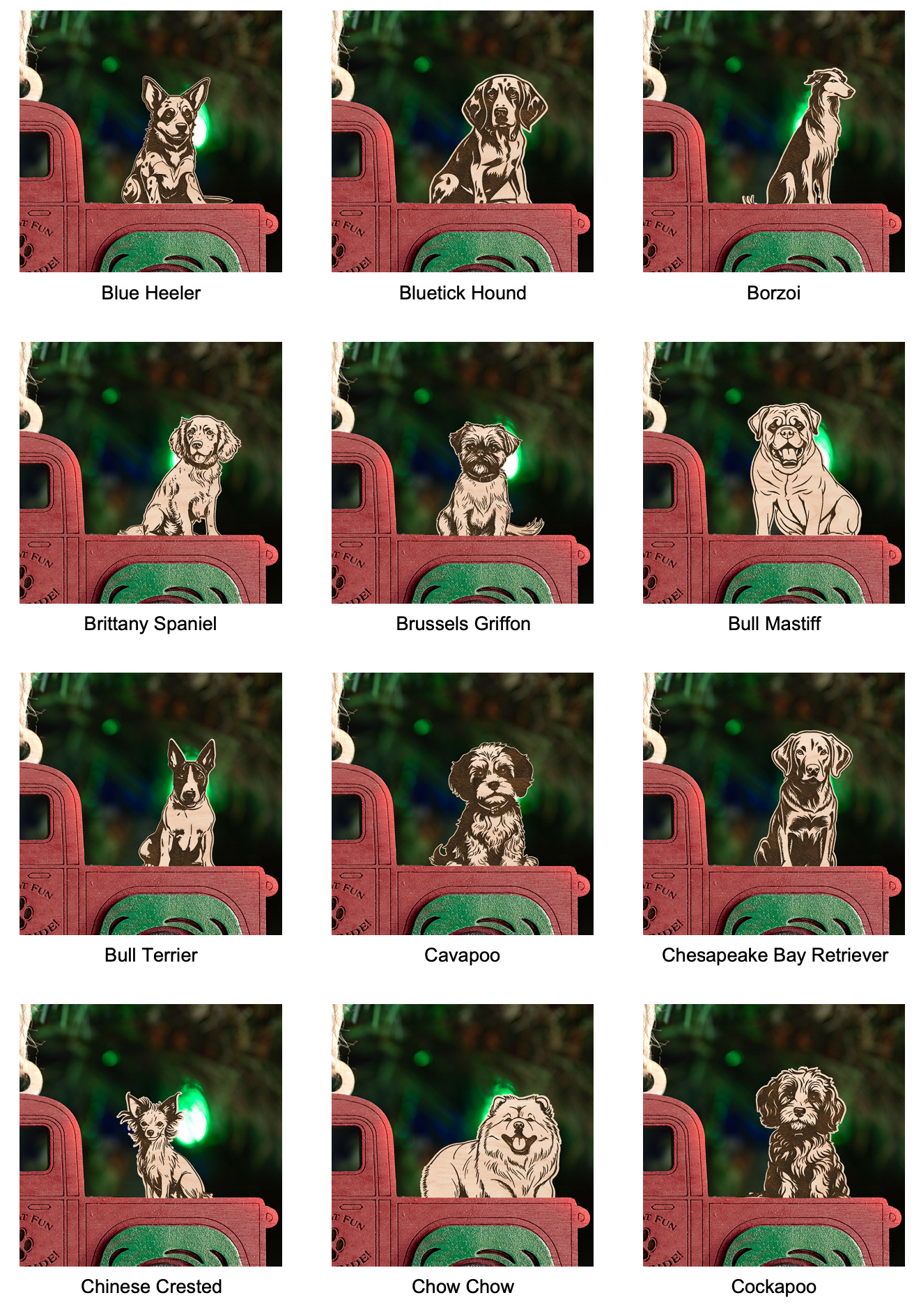 Dog in truckbed multi layer DIY ornament