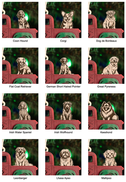 Dog in truckbed multi layer DIY ornament