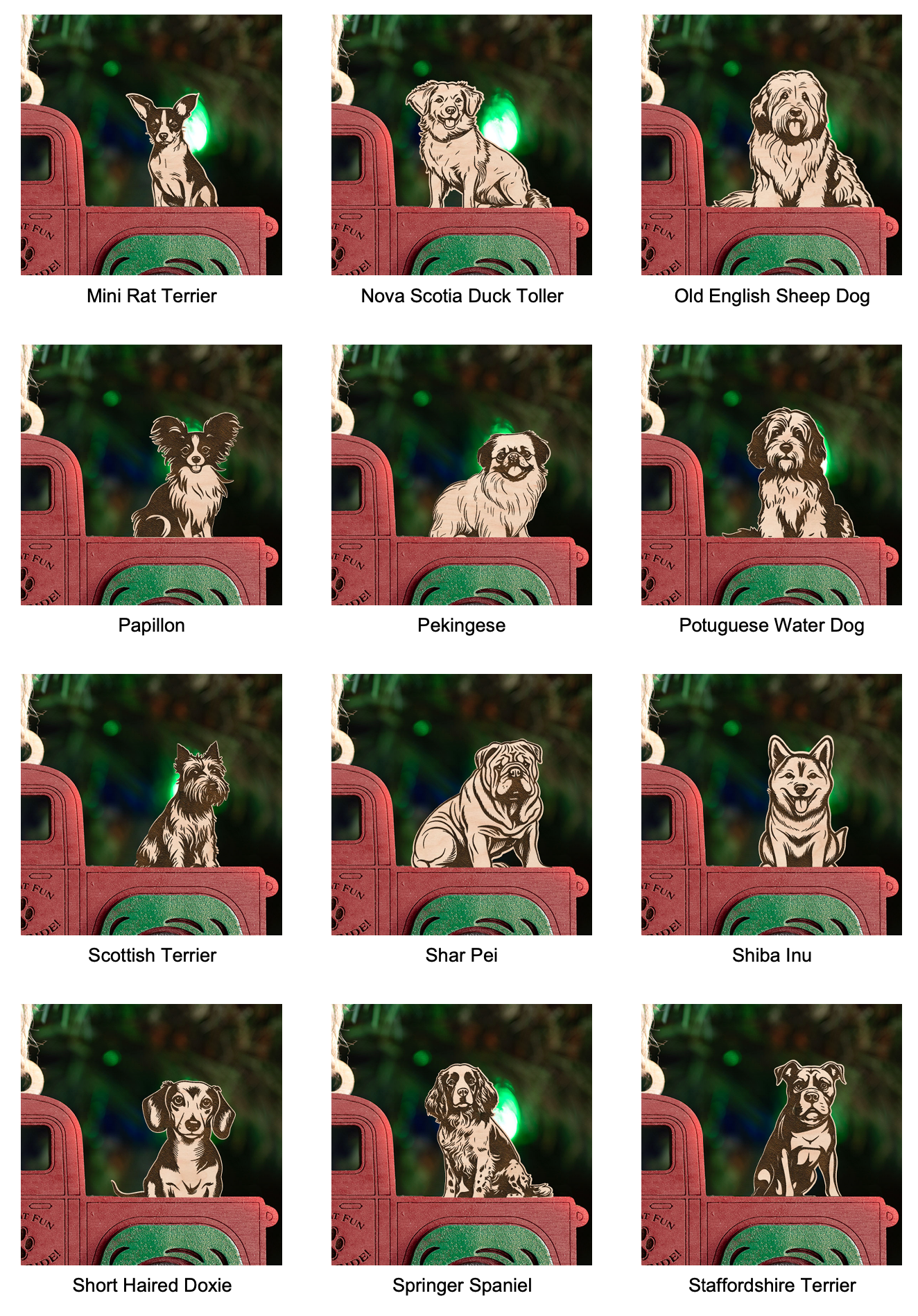 Dog in truckbed multi layer DIY ornament