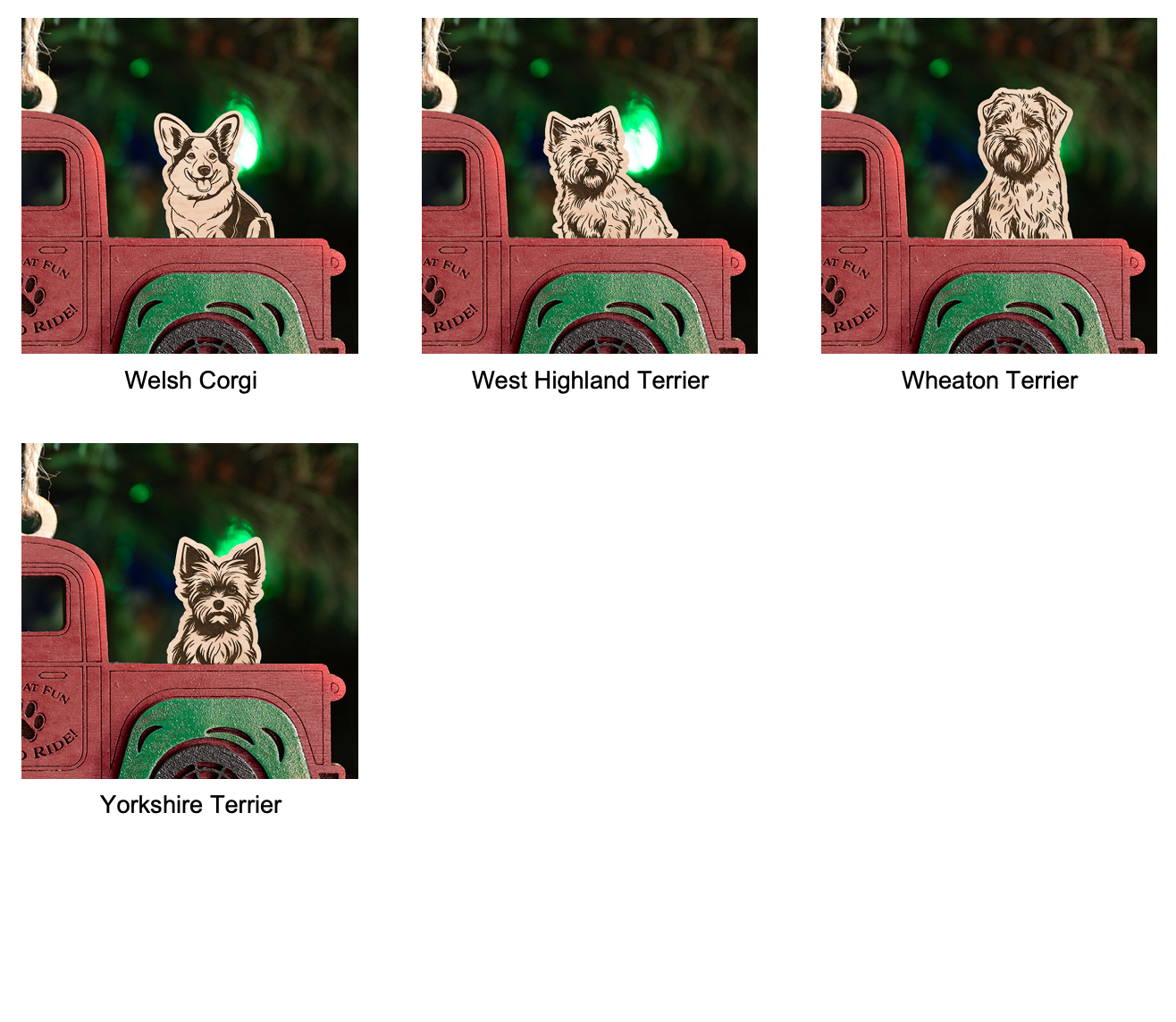 Dog in truckbed multi layer DIY ornament