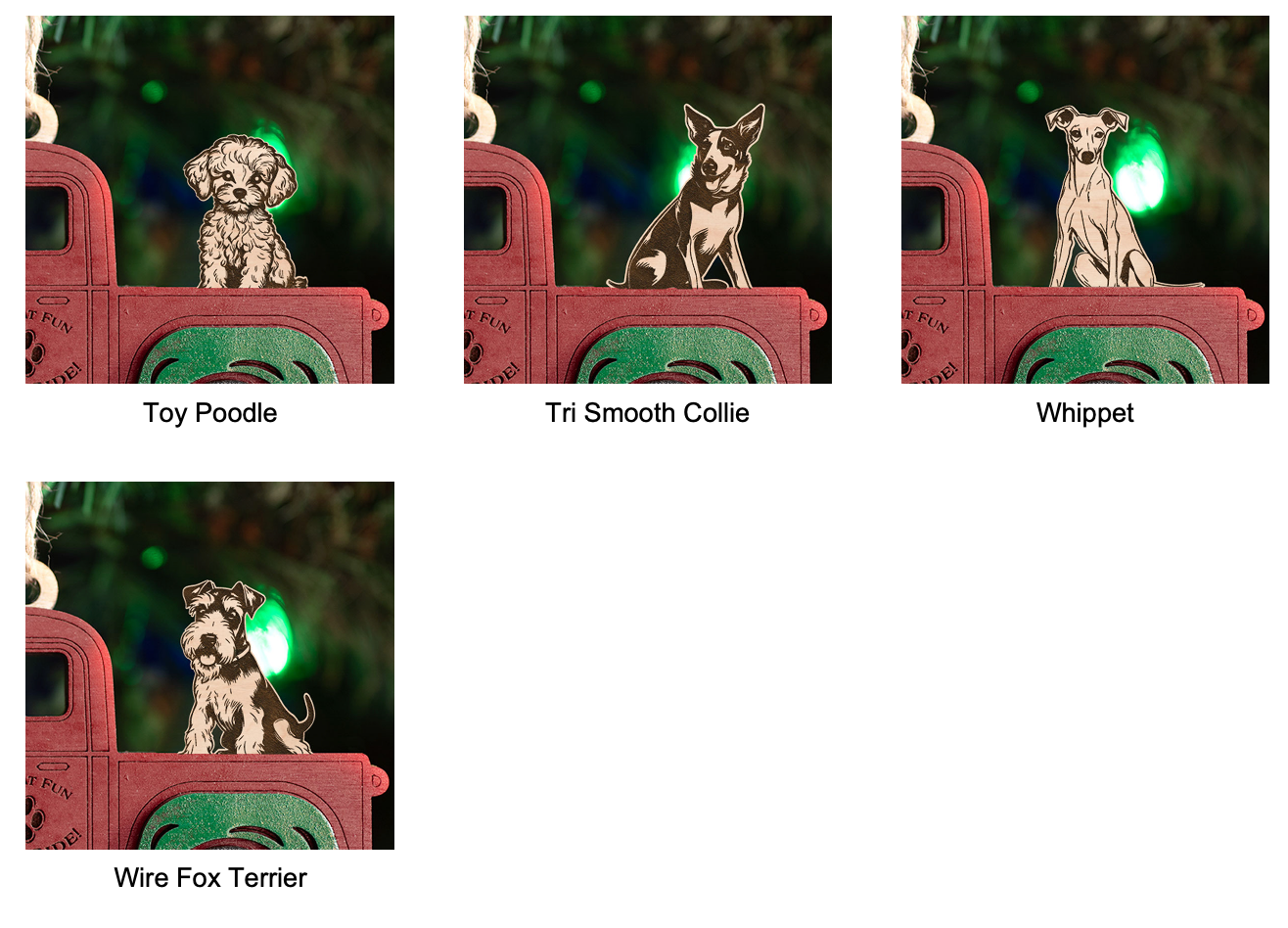 Dog in truckbed multi layer DIY ornament