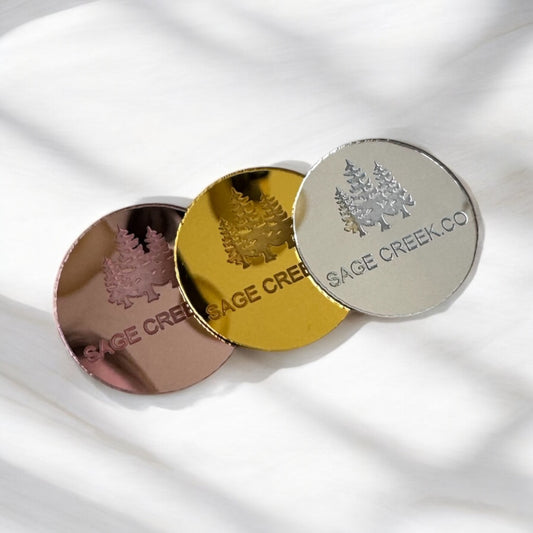 SMALL Ultra Thin mirror acrylic circle tags for tumbler bottoms SET OF 20