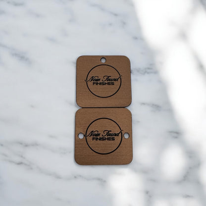 Two toned rounded square tags with hole/s Bronze/Black SET of 20