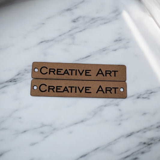 Two toned long rectangle tags with hole/s Bronze/Black SET of 20