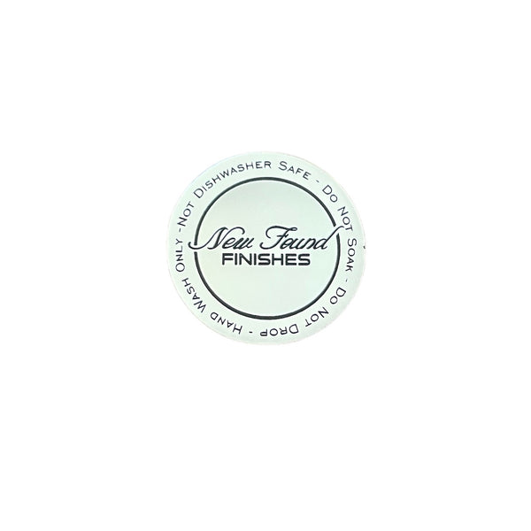 Two toned, adhesive 1.5” Thin circle with tumbler care instruction tags for tumbler bottoms
