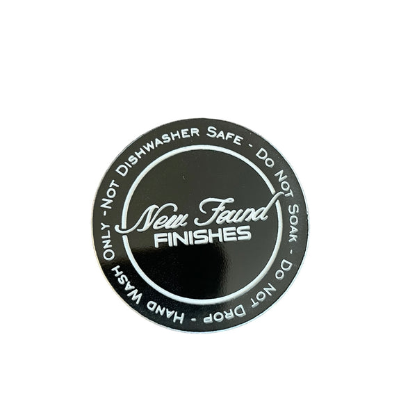 Two toned, adhesive 1.5” Thin circle with tumbler care instruction tags for tumbler bottoms
