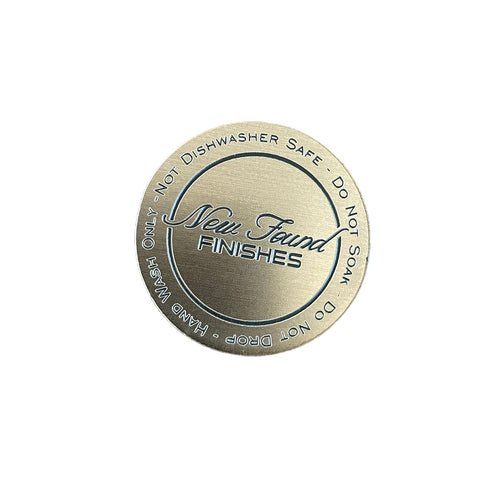 (Two toned, adhesive 1.5” Paper Thin circle with tumbler care instruction tags for tumbler bottoms
