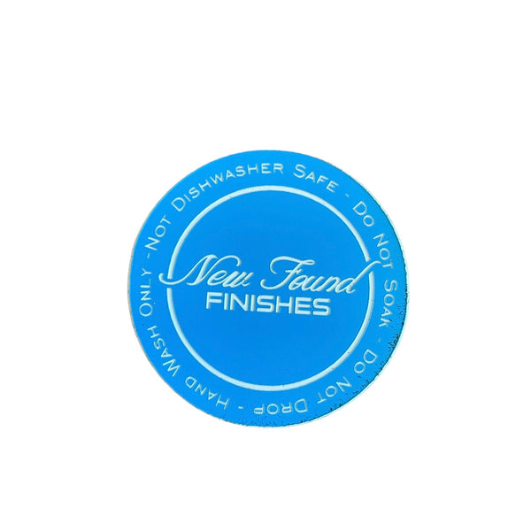 Two toned, adhesive 1.5” Thin circle with tumbler care instruction tags for tumbler bottoms