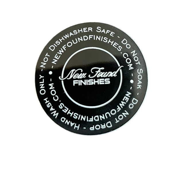 Website Two toned, adhesive 1.5” Thin circle with tumbler care instruction tags for tumbler bottoms