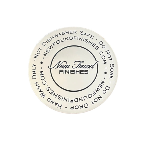 website Two toned, adhesive 1.5” Paper Thin circle with tumbler care instruction tags for tumbler bottoms