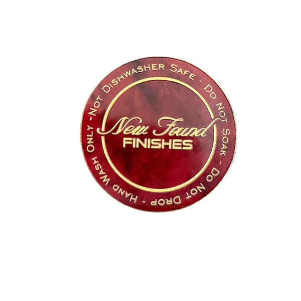 Two toned, adhesive 1.5” Thin circle with tumbler care instruction tags for tumbler bottoms
