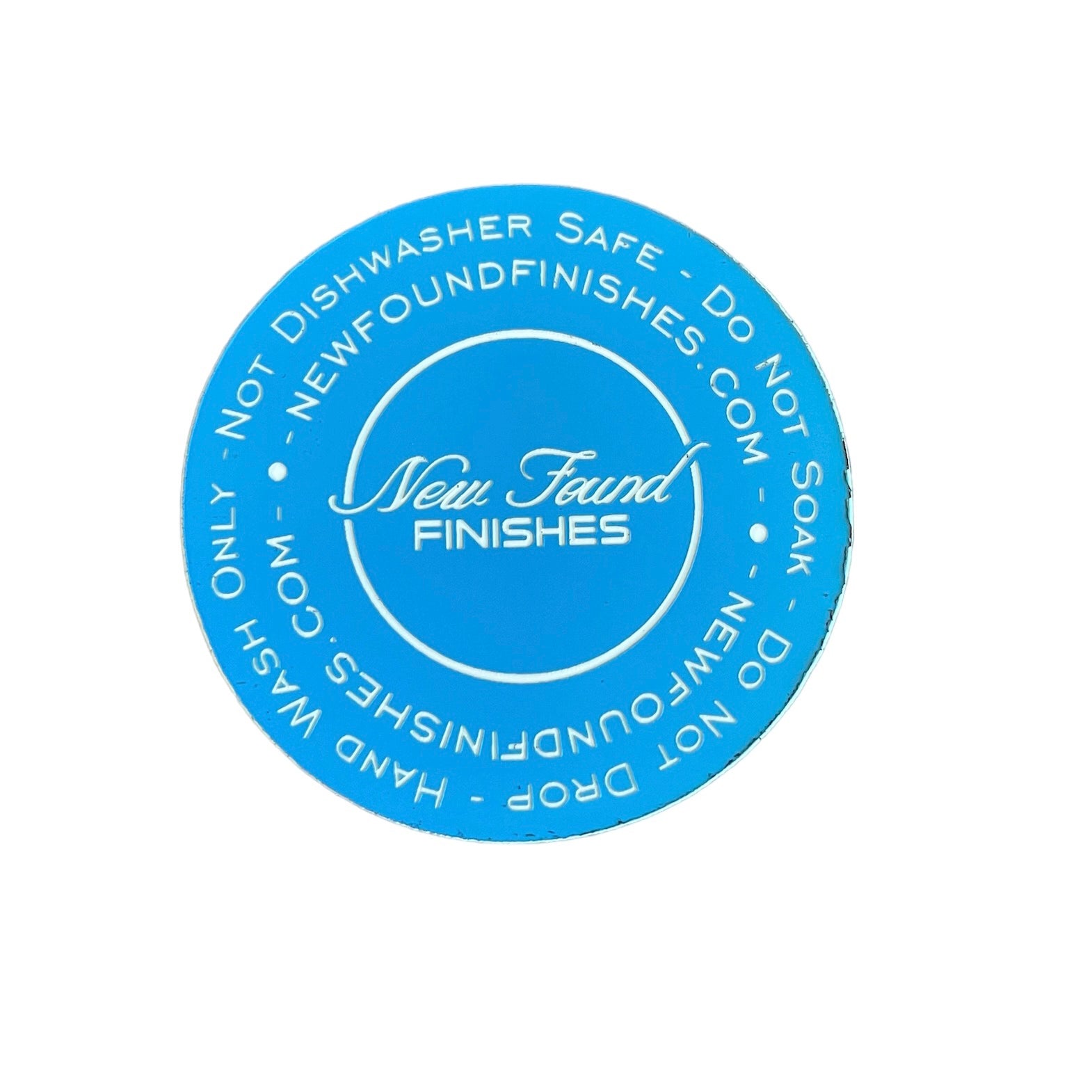 website Two toned, adhesive 1.5” Paper Thin circle with tumbler care instruction tags for tumbler bottoms