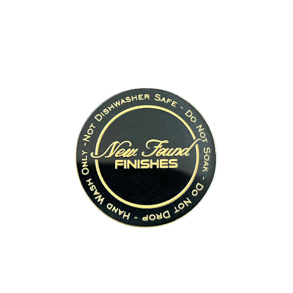 Two toned, adhesive 1.5” Thin circle with tumbler care instruction tags for tumbler bottoms