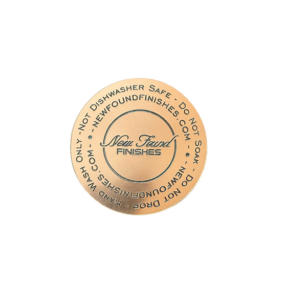 website Two toned, adhesive 1.5” Paper Thin circle with tumbler care instruction tags for tumbler bottoms