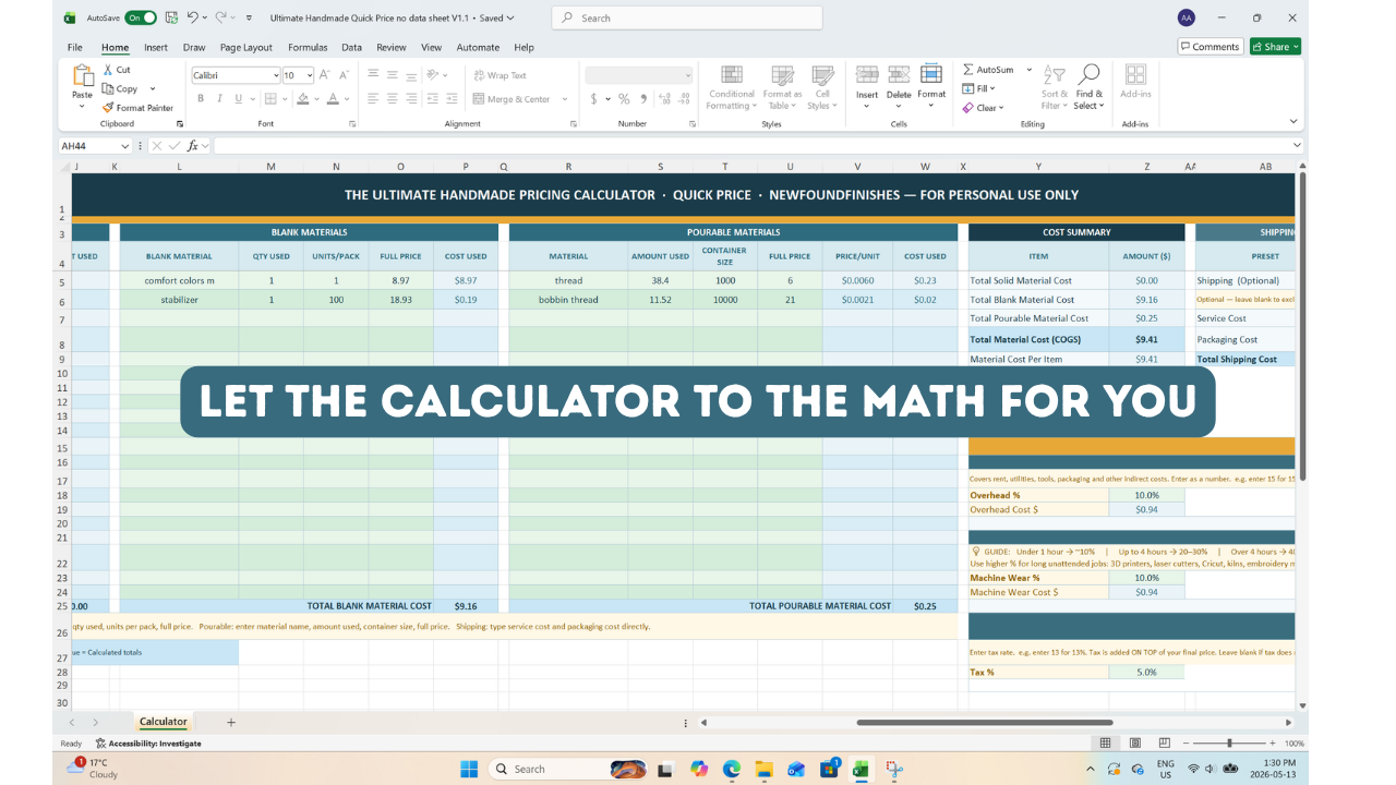 Load video: The Ultimate Handmade Pricing Calculator walkthrough