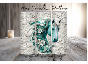 Horse and 3D flower seamless 20 Oz wrap - PNG