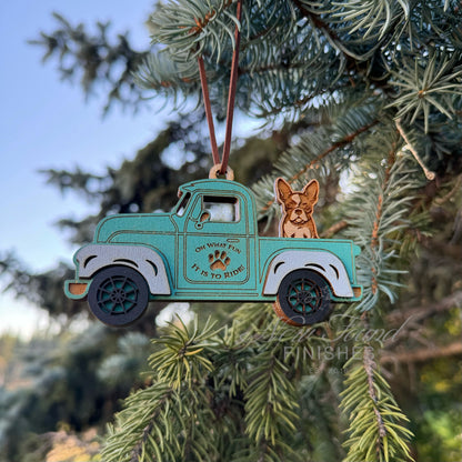 Dog in truckbed multi layer DIY ornament