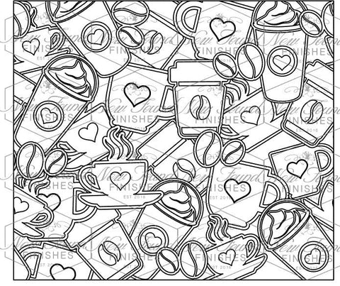 Coffee and beans Template 20 OZ Skinny SVG