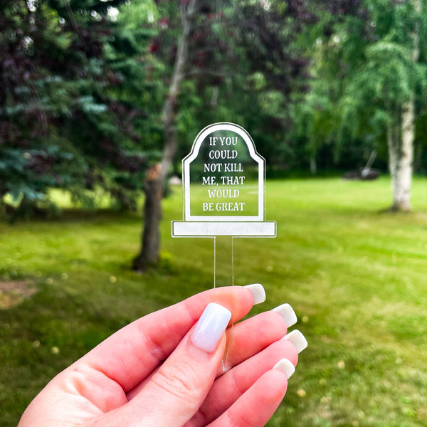 Funny tombstone plant stakes medium sized