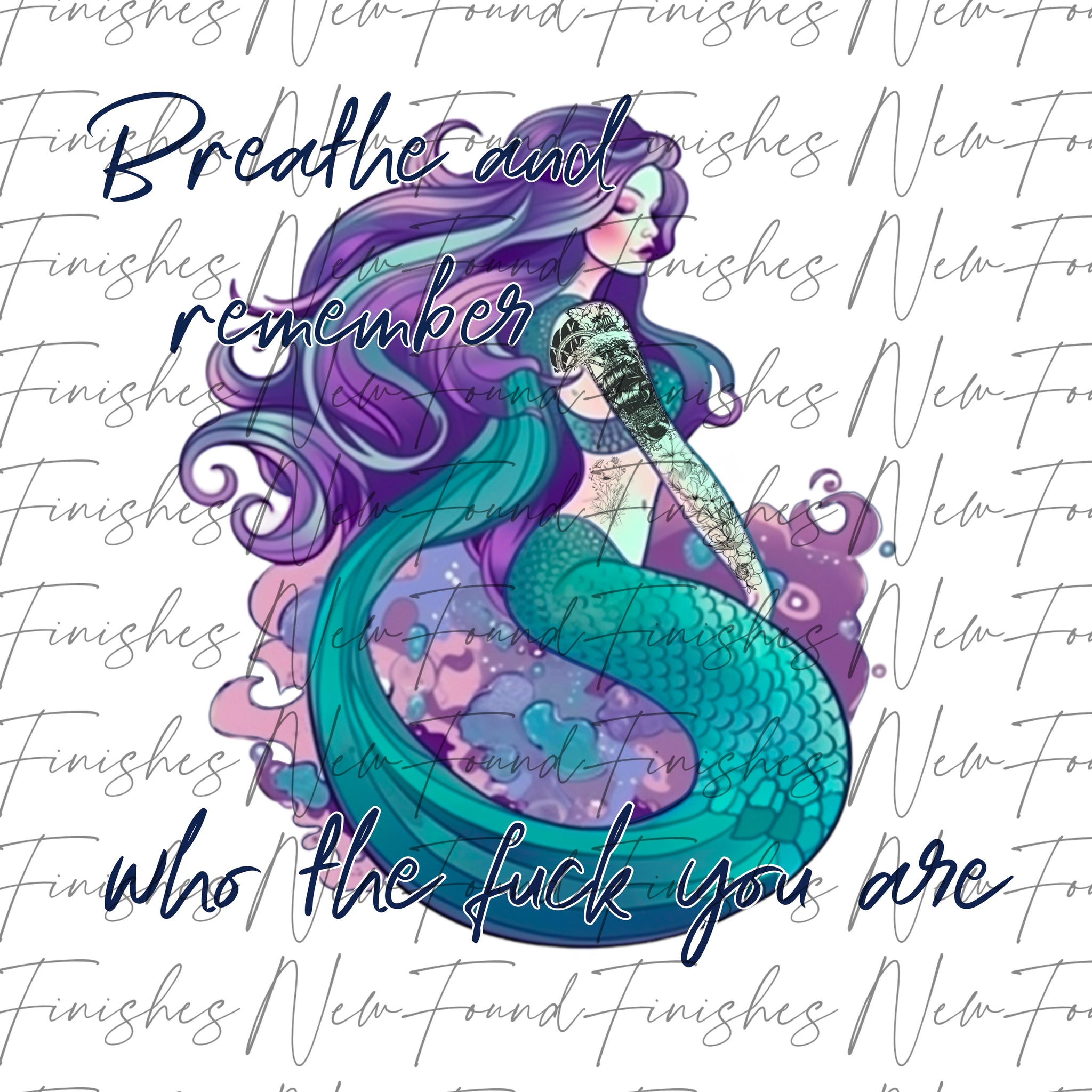 Tattooed mermaid breathe and remember PNG