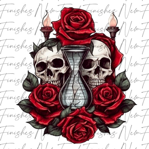 Skulls and roses PNG
