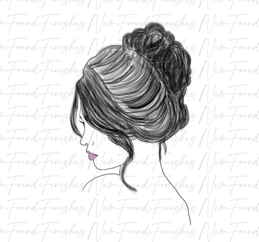Messy bun side profile digital