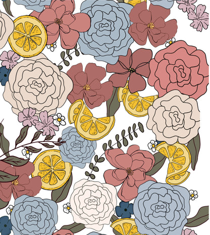 Lemon and floral hand drawn floral  PNG