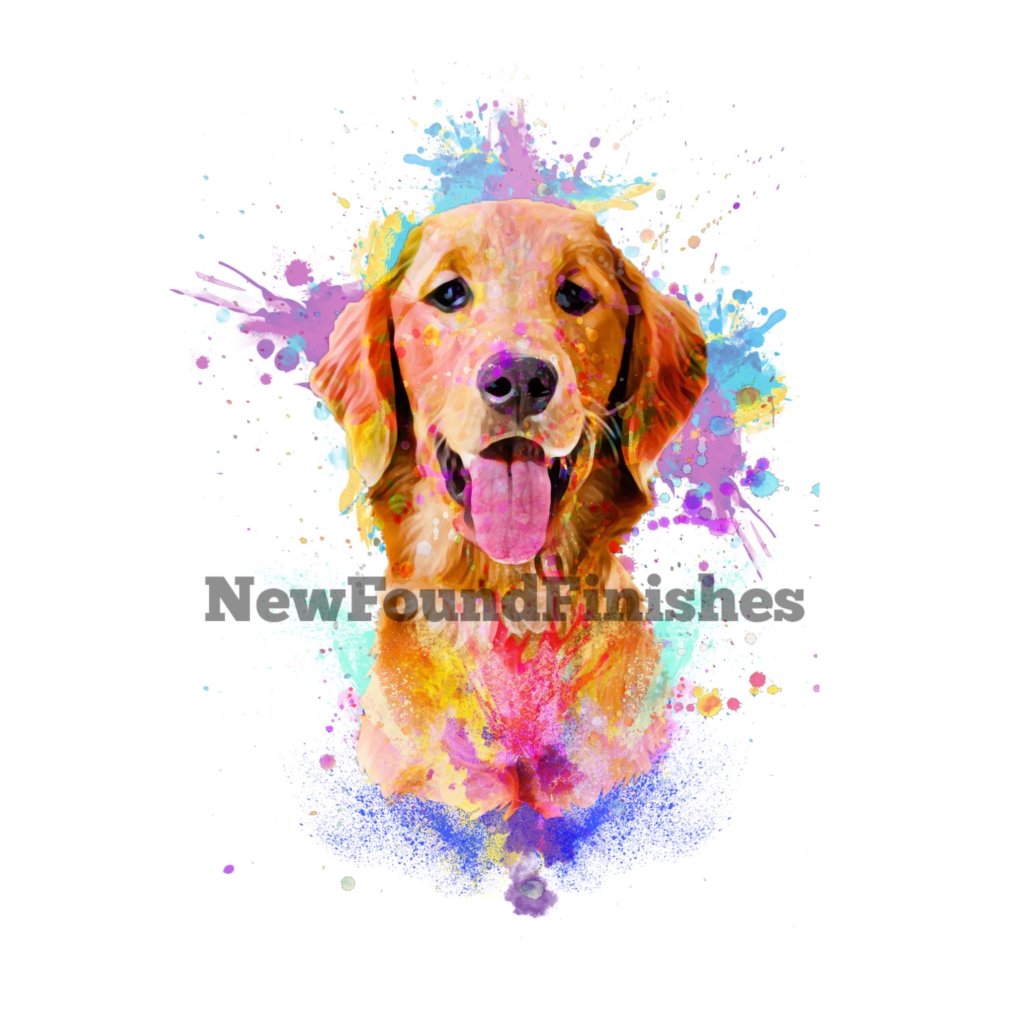 Watercolor golden retriever