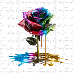 Melting metallic rose PNG