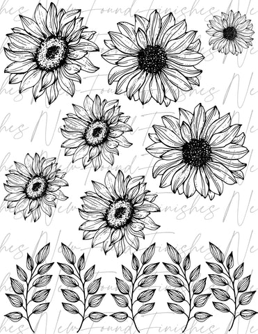 Sunflower line drawing 2 DARK