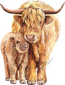 Mom and baby cow
