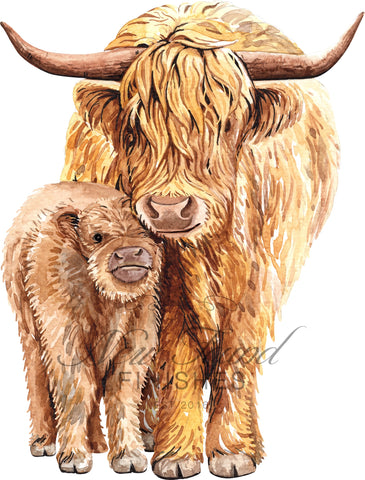 Mom and baby cow