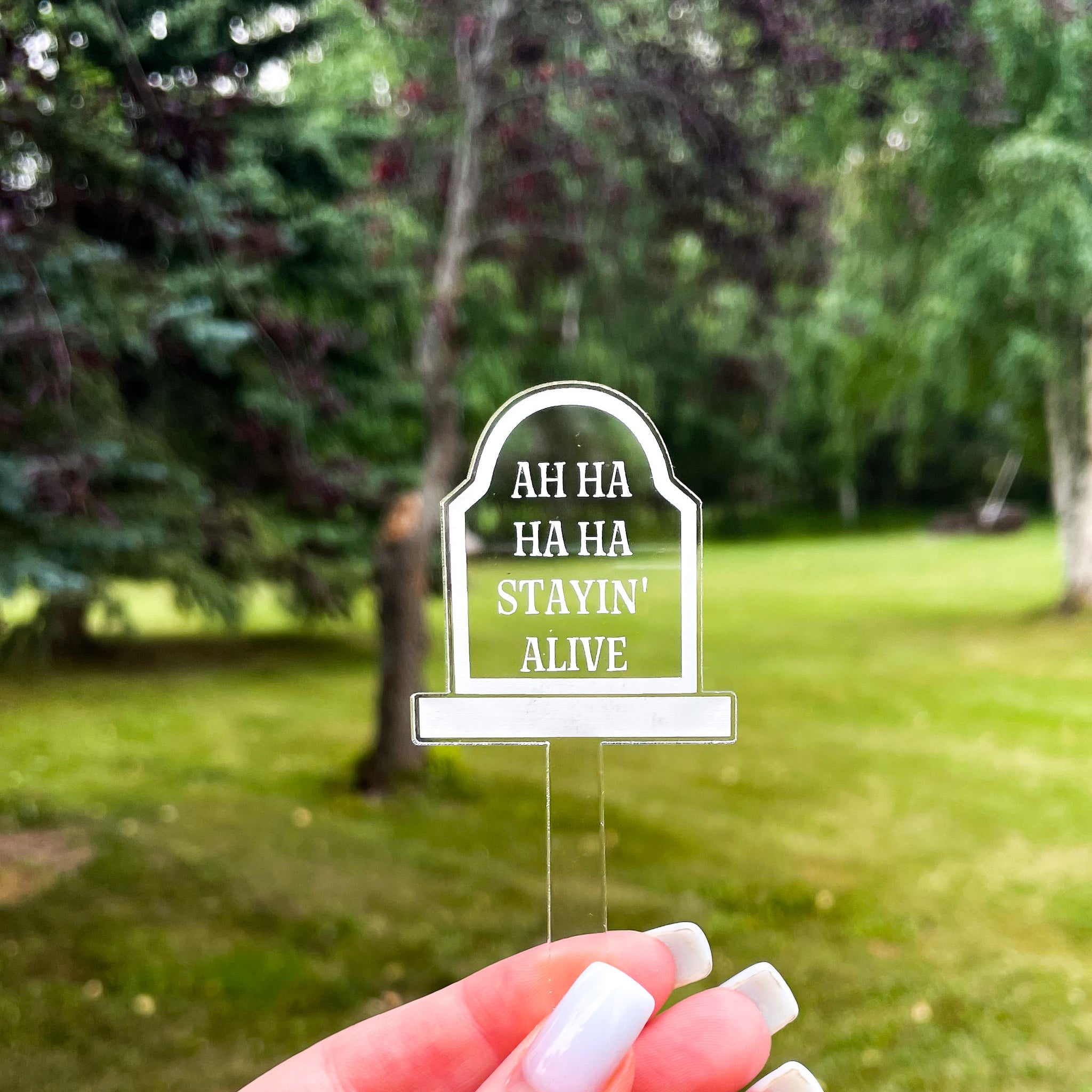 Funny tombstone plant stakes medium sized