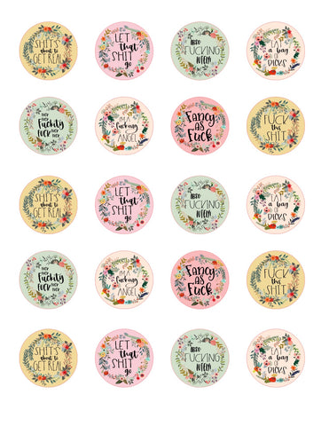 Assorted floral round stickers